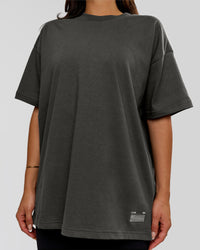 Woman wearing Strata Heavyweight Oversized Tee - Onyx | Model:Bianca | Size:S | Thumbnail Index: 8
