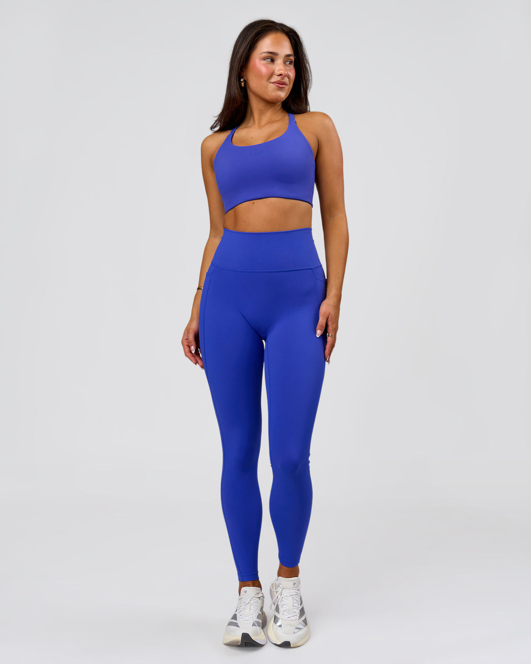 Woman wearing Twist Sports Bra D/DD/E - Power Cobalt | Model:Bianca | Size:S - view 7