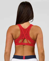 Woman wearing Unstoppable Racerback Sports Bra - Scarlet | Model:Bianca | Size:S | Thumbnail Index: 12