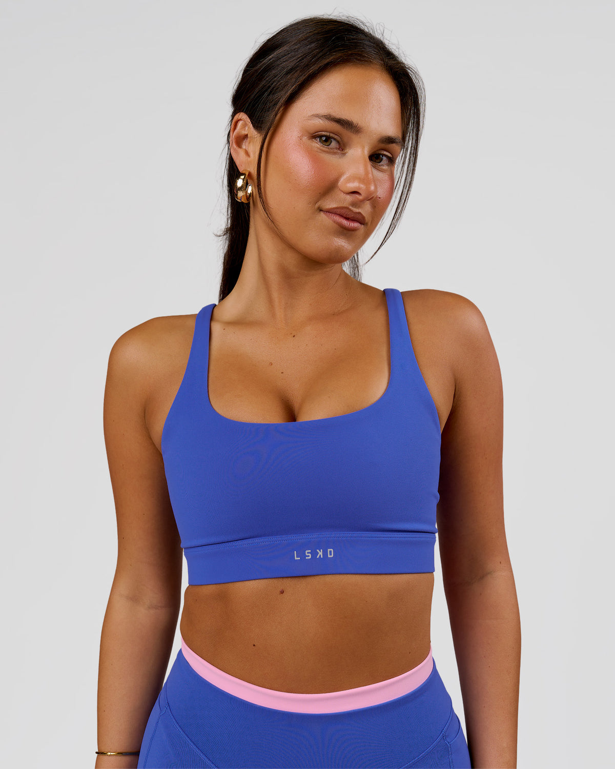 Woman wearing Vision Sports Bra - Power Cobalt | Model:Bianca | Size:S - view 2