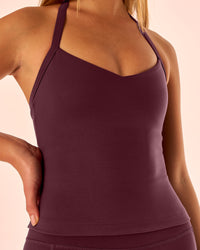 Woman wearing Unleash Shelf Bra Tank - Cherry Lacquer | Model:Emma | Size:S | Thumbnail Index: 3