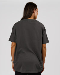 Woman wearing VS6 1% Better Fathers Day FLXCotton Oversized Tee - Dark Storm | Model:Jess | Size:S | Thumbnail Index: 6
