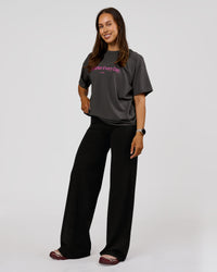 Woman wearing VS6 1% Better Fathers Day FLXCotton Oversized Tee - Dark Storm | Model:Jess | Size:S | Thumbnail Index: 12