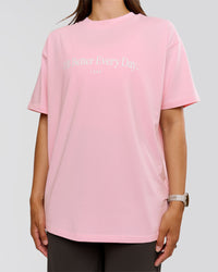 Woman wearing VS6 1% Better Fathers Day FLXCotton Oversized Tee - Marshmallow | Model:Jess | Size:S | Thumbnail Index: 8