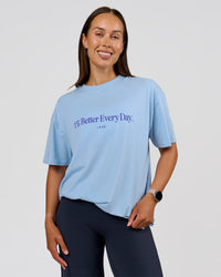 Woman wearing VS6 1% Better Fathers Day FLXCotton Oversized Tee - Open Air | Model:Jess | Size:S | Thumbnail Index: 2