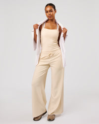 Woman wearing CloudWaffle Wide Leg Pants - Vanilla Bean | Model:Jordan | Size:S | Thumbnail Index: 2