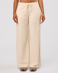 Woman wearing CloudWaffle Wide Leg Pants - Vanilla Bean | Model:Jordan | Size:S | Thumbnail Index: 4