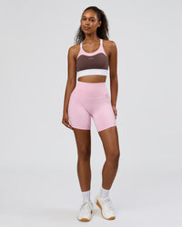 Woman wearing Elevated Accelerate Sports Bra - Cocoa Powder-Marshmallow-White | Model:Jordan | Size:S | Thumbnail Index: 5