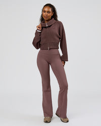 Woman wearing Fierce Knitted Cardigan - Cocoa Powder-White | Model:Jordan | Size:S | Thumbnail Index: 6