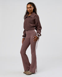 Woman wearing Fierce Knitted Cardigan - Cocoa Powder-White | Model:Jordan | Size:S | Thumbnail Index: 8