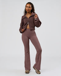 Woman wearing Fierce Knitted Cardigan - Cocoa Powder-White | Model:Jordan | Size:S | Thumbnail Index: 11