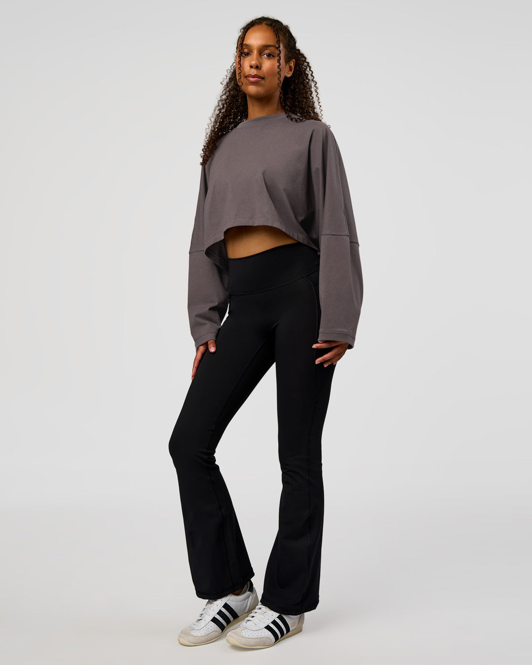 Woman wearing Street Surge Long Sleeve Tee - Duskstone | Model:Jordan | Size:S - view 5