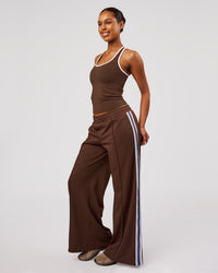Woman wearing Urban Wide Leg Track Pant - Hot Chocolate-Open Air | Model:Jordan | Size:S | Thumbnail Index: 3