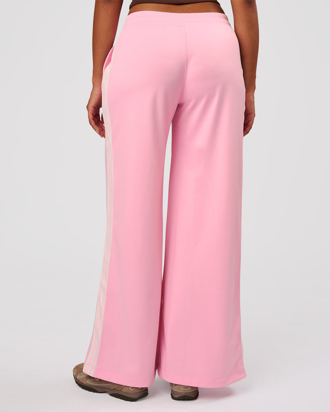 Woman wearing Urban Wide Leg Track Pant - Pink Rose | Model:Jordan | Size:S - view 6