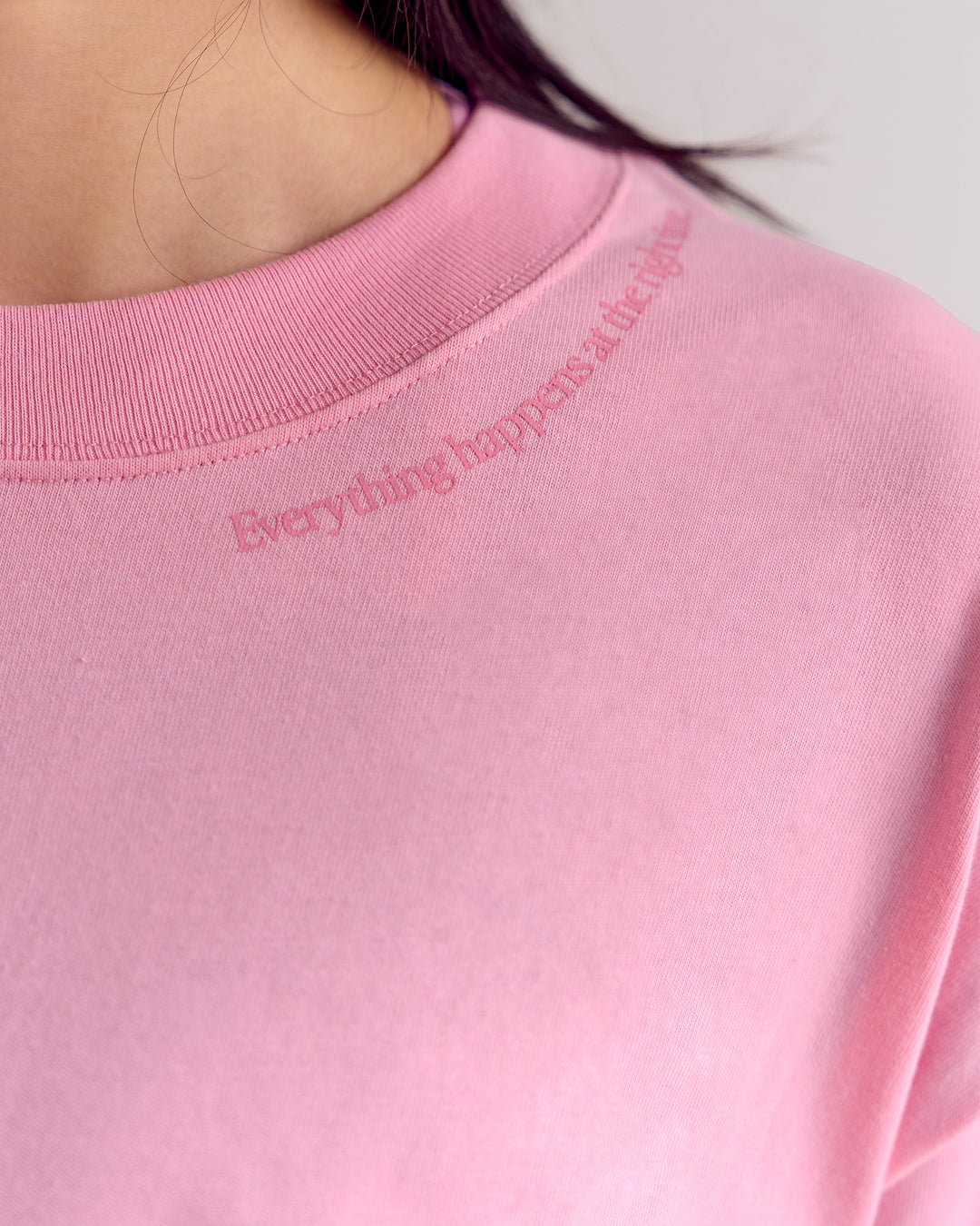 Woman wearing Bree Heavyweight Oversized Tee - Pink Rose | Model:Rianna | Size:S - view 4