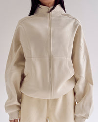 Woman wearing Bree Oversized Fleece Zip Thru - Vanilla Bean | Model:Rianna | Size:S | Thumbnail Index: 14