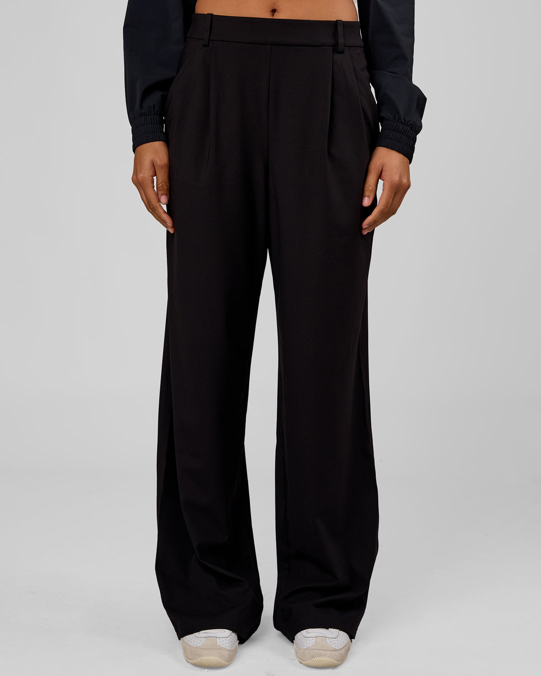 Woman wearing StretchShift Wide Leg Pant Tall - Black | Model:Rosie | Size:S - view 2