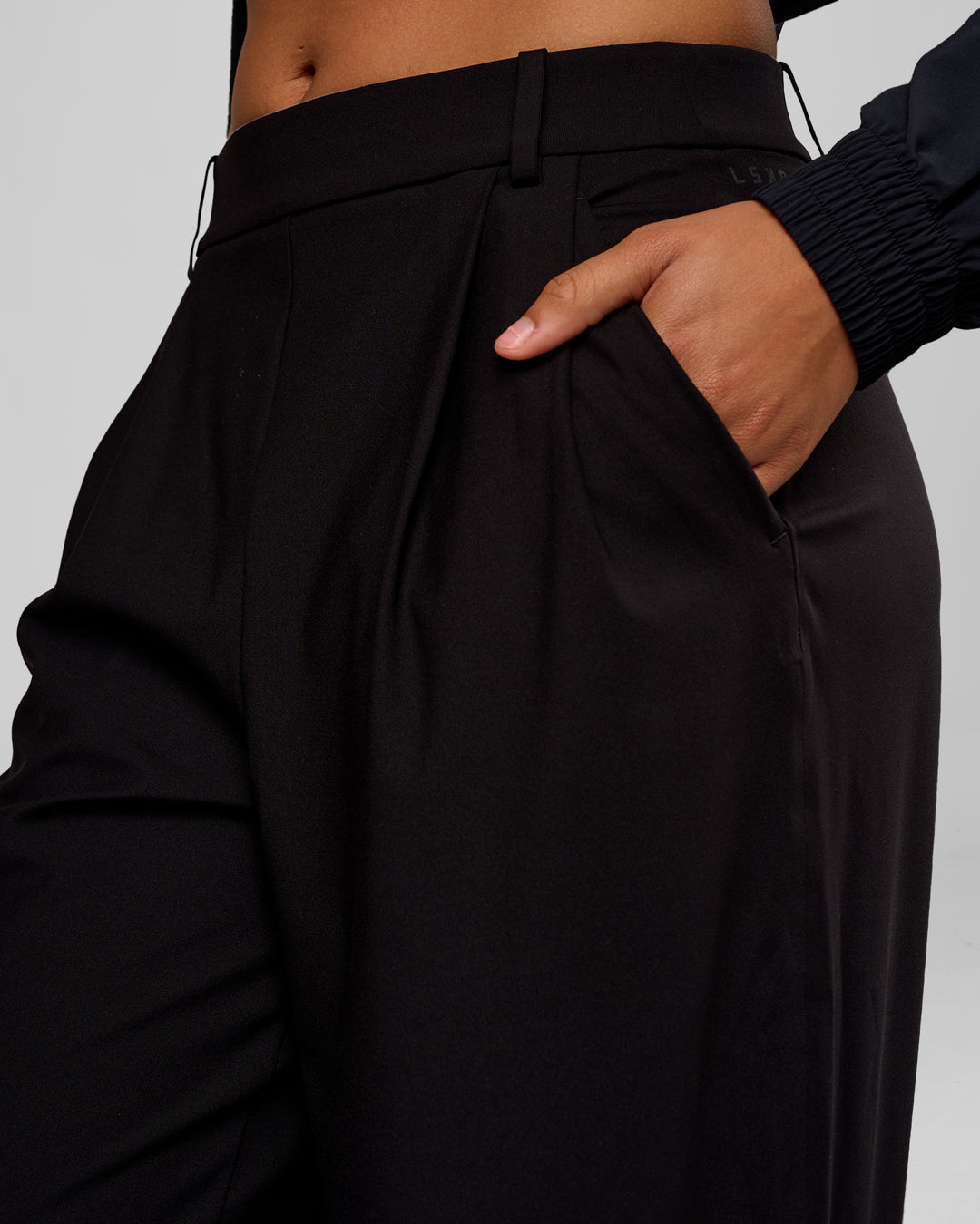 Woman wearing StretchShift Wide Leg Pant Tall - Black | Model:Rosie | Size:S - view 3