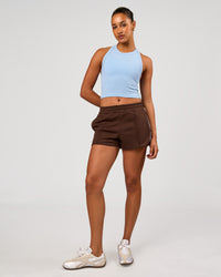Woman wearing Urban Track Short - Hot Chocolate-Open Air | Model:Rosie | Size:S | Thumbnail Index: 3