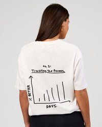 Woman wearing Andrew J. Steel x LSKD Heavyweight FLXCotton Oversized Tee - White | Model:Bianca | Size:XS | Thumbnail Index: 3