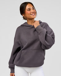 Woman wearing Base Oversized Hoodie - Duskstone | Model:Bianca | Size:XS | Thumbnail Index: 12