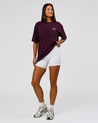 Woman wearing Coffee Run FLXCotton Oversized Tee - Cherry Lacquer-Black | Model:Bianca | Size:XS | Thumbnail Index: 14