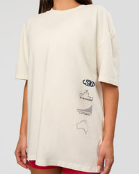 Woman wearing Greatest of All Time Heavyweight FLXCotton Oversized Tee - Off White Washed-Scarlet | Model:Bianca | Size:XS | Thumbnail Index: 10