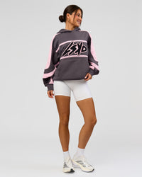Woman wearing Vibe Oversized Hoodie - Duskstone-Marshmallow | Model:Bianca | Size:XS | Thumbnail Index: 12