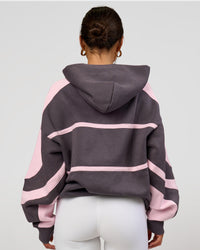 Woman wearing Vibe Oversized Hoodie - Duskstone-Marshmallow | Model:Bianca | Size:XS | Thumbnail Index: 15