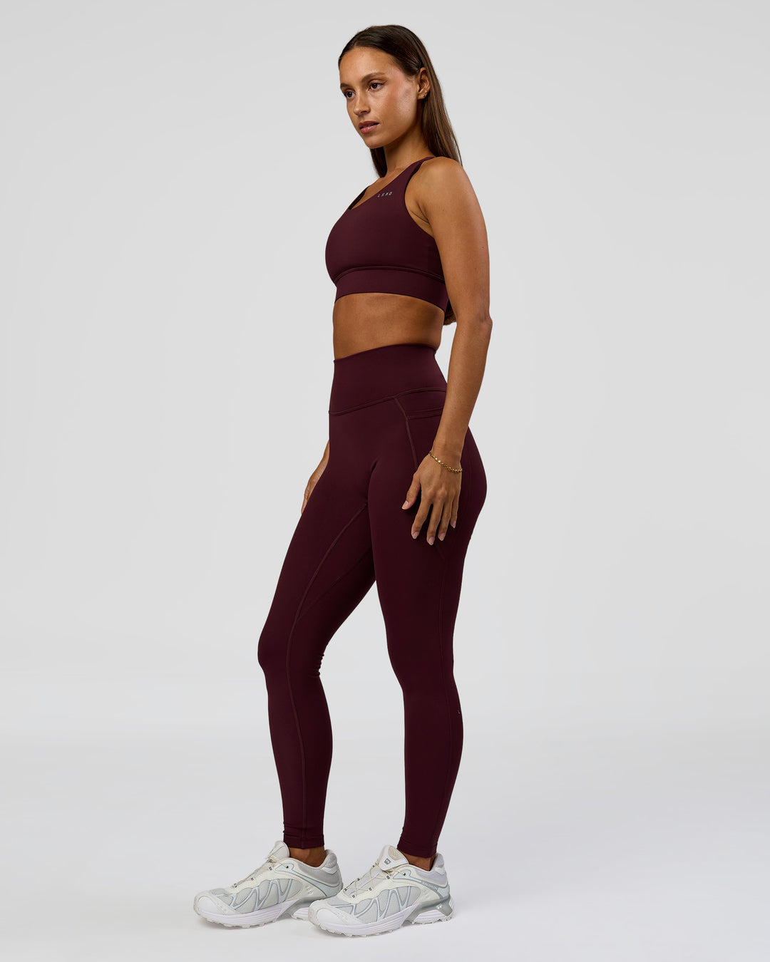 Woman wearing Accelerate Sports Bra - Cherry Lacquer | Model:Brylee | Size:XS - view 5