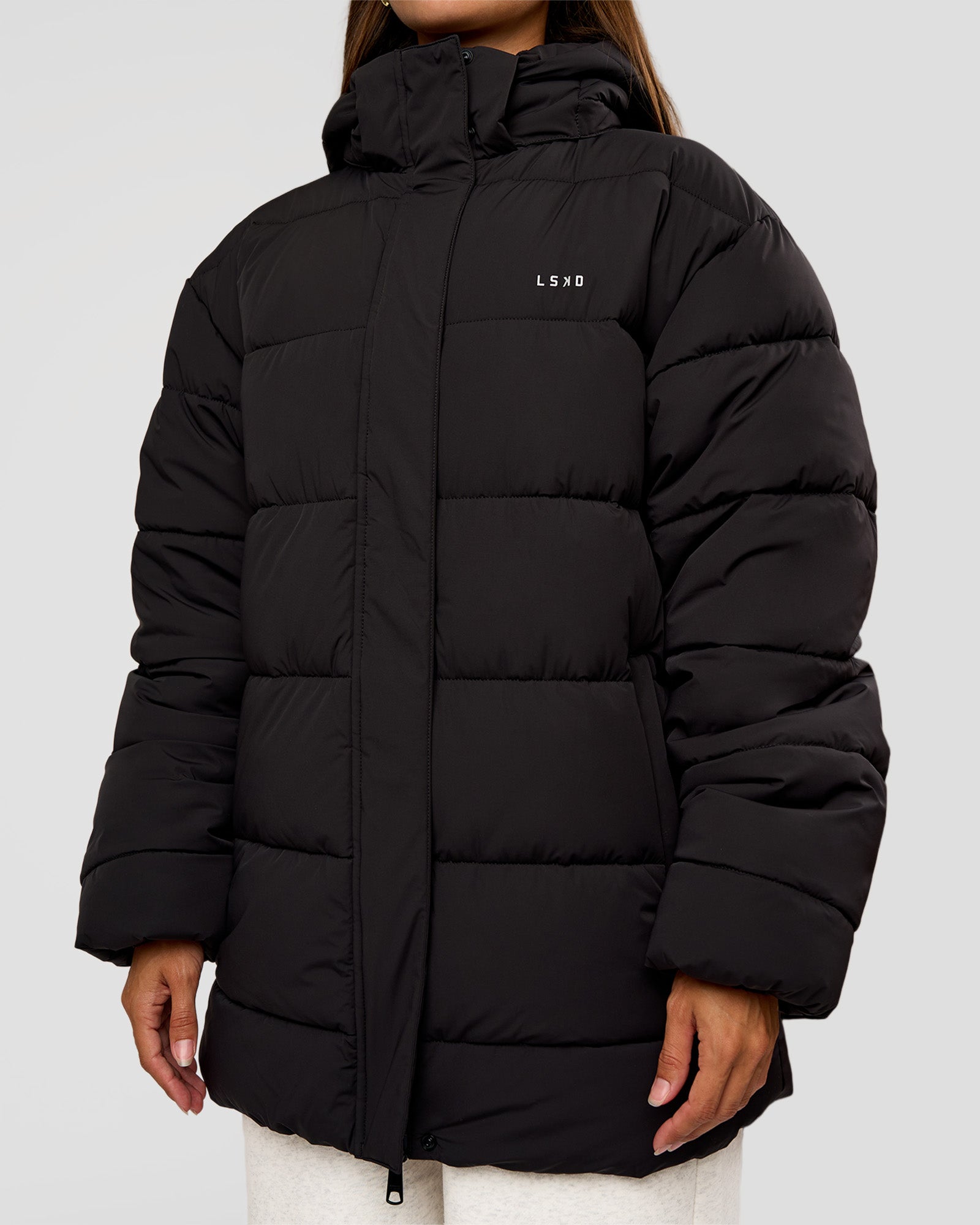 Go-To Puffer Mid Jacket - Black | LSKD