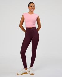 Woman wearing All Day Cropped Sleeve Top - Pink Rose | Model:Charli | Size:XS | Thumbnail Index: 1