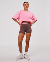 Woman wearing Bree Heavyweight Oversized Tee - Pink Rose | Model:Charli | Size:XS | Thumbnail Index: 8