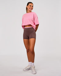 Woman wearing Bree Heavyweight Oversized Tee - Pink Rose | Model:Charli | Size:XS | Thumbnail Index: 10
