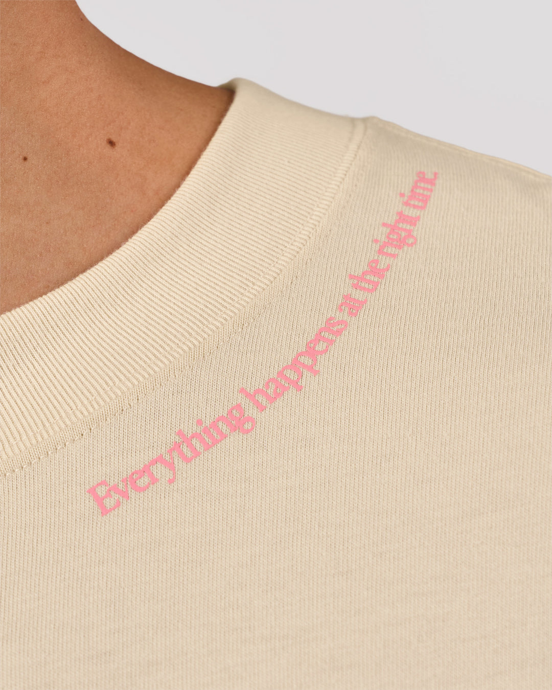 Woman wearing Bree Heavyweight Oversized Tee - Vanilla Bean | Model:Charli | Size:XS - view 17