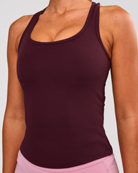 Woman wearing Flow Rib Scoop Neck Tank - Cherry Lacquer | Model:Charli | Size:XS | Thumbnail Index: 0
