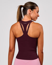 Woman wearing Flow Rib Scoop Neck Tank - Cherry Lacquer | Model:Charli | Size:XS | Thumbnail Index: 2