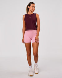 Woman wearing Go-To FLXCotton Midline Tank - Cherry Lacquer-White | Model:Charli | Size:XS | Thumbnail Index: 4