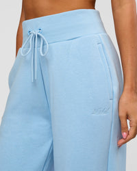 Woman wearing Go-To Script Wide Leg Track Pant - Open Air | Model:Charli | Size:XS