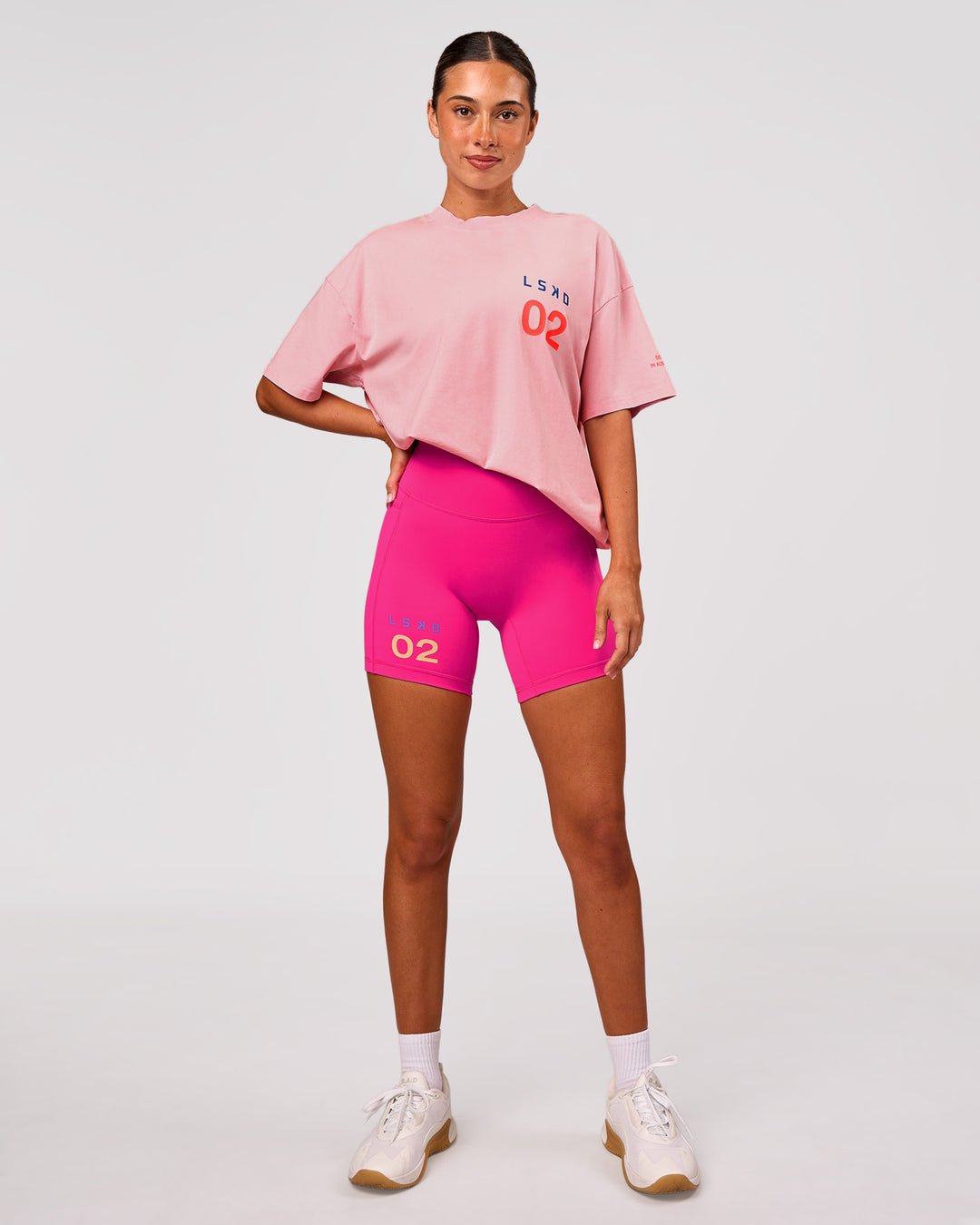 Woman wearing Hybrid Elements Heavyweight FLXCotton Oversized Tee  - Marshmallow Washed | Model:Charli | Size:XS - view 16