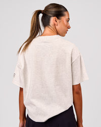 Woman wearing Hybrid Elements Heavyweight FLXCotton Oversized Tee  - Silver Marl | Model:Charli | Size:XS | Thumbnail Index: 3
