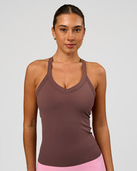 Woman wearing Luxe Comfort Shelf Bra Tank  - Cocoa Powder | Model:Charli | Size:XS | Thumbnail Index: 0