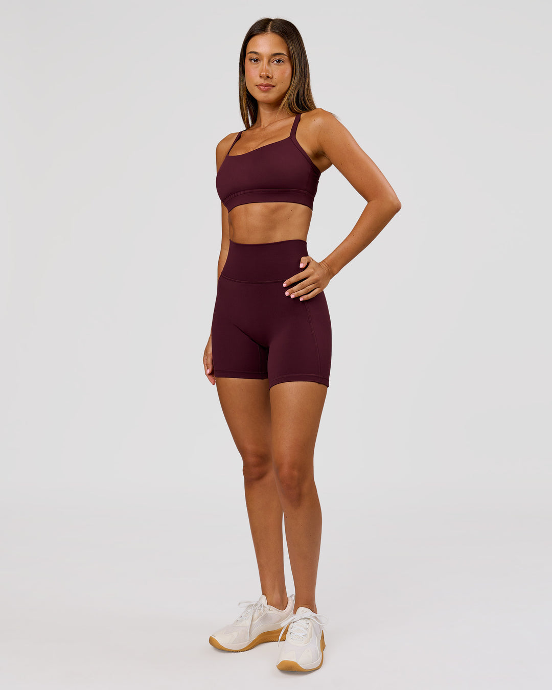 Woman wearing Momentum Sports Bra D/DD/E - Cherry Lacquer | Model:Charli | Size:XS - view 6