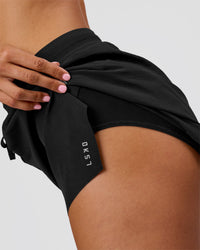 Woman wearing Movember x LSKD Accelerate 3" High-Rise Running Short - Black | Model:Charli | Size:XS | Thumbnail Index: 14