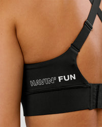 Woman wearing Movember x LSKD Accelerate Sports Bra - Black | Model:Charli | Size:XS | Thumbnail Index: 4