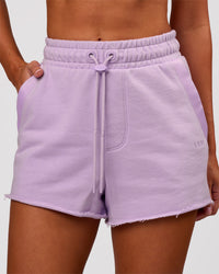 Woman wearing MVP Elite Terry Short - Pale Lilac | Model:Charli | Size:XS | Thumbnail Index: 1