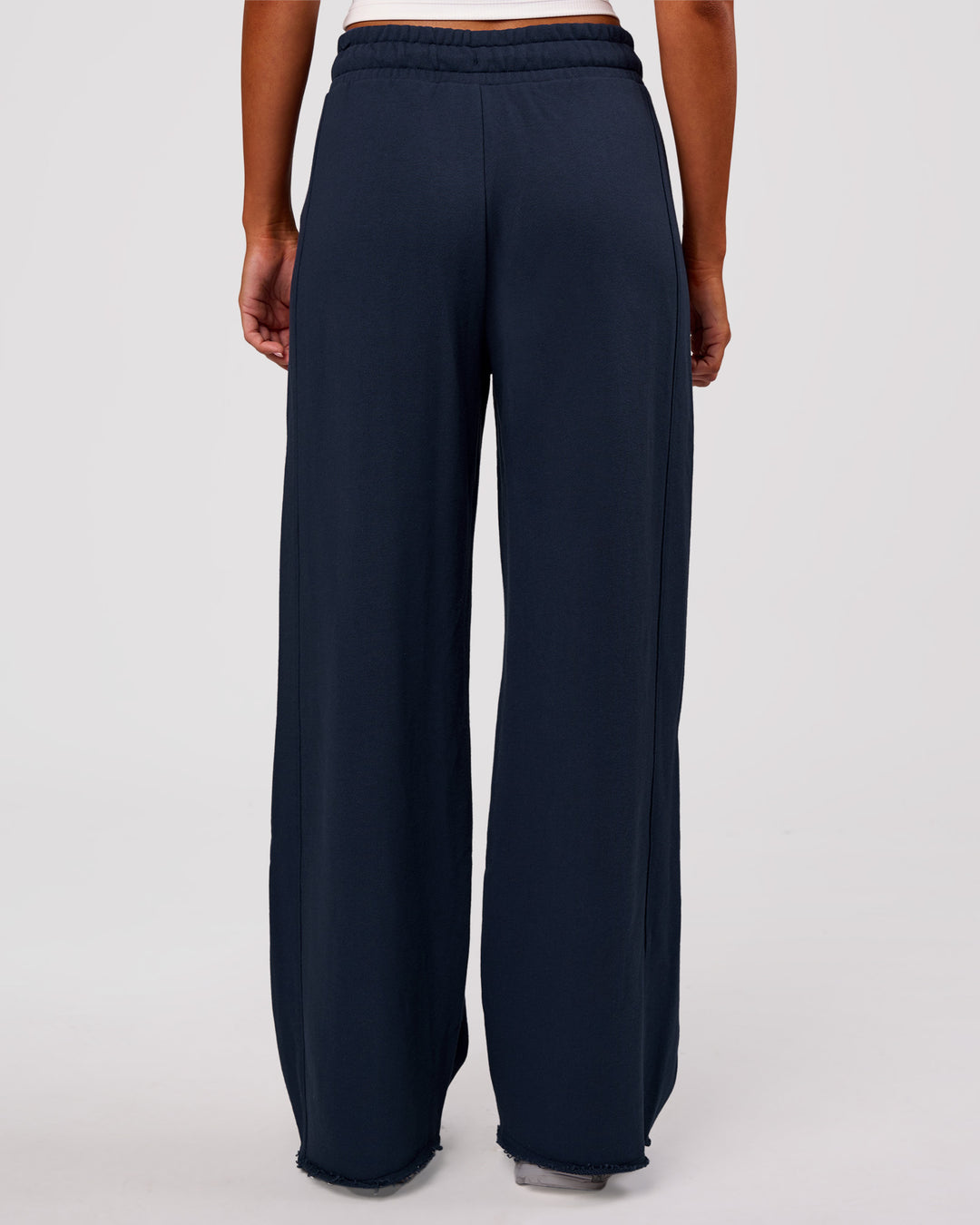 Woman wearing MVP Elite Terry Wide Leg Pant - Future Navy | Model:Charli | Size:XS - view 4