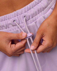 Woman wearing MVP Elite Terry Wide Leg Pant - Pale Lilac | Model:Charli | Size:XS | Thumbnail Index: 4