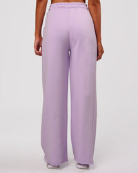 Woman wearing MVP Elite Terry Wide Leg Pant - Pale Lilac | Model:Charli | Size:XS | Thumbnail Index: 6