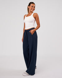Woman wearing MVP Elite Terry Wide Leg Pant - Future Navy | Model:Charli | Size:XS | Thumbnail Index: 6